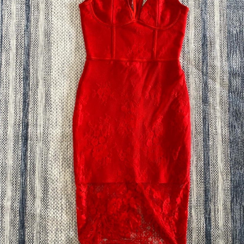 Elegant Red Lace Dress